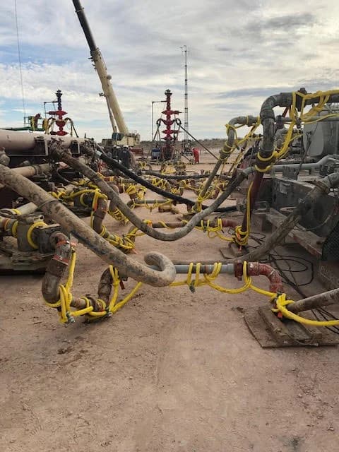 High-pressure restraint systems on a frac site